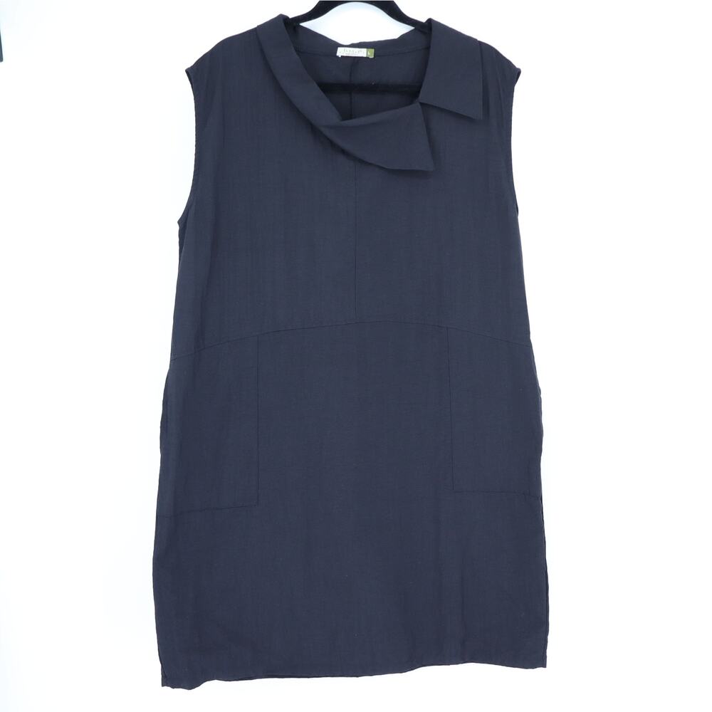 CHALET Woven Sleeveless Pullover Shift Dress Black Lagenlook Women's L